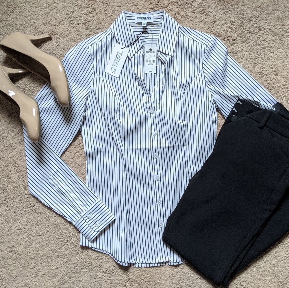 NWT Express Striped Button Down Shirt